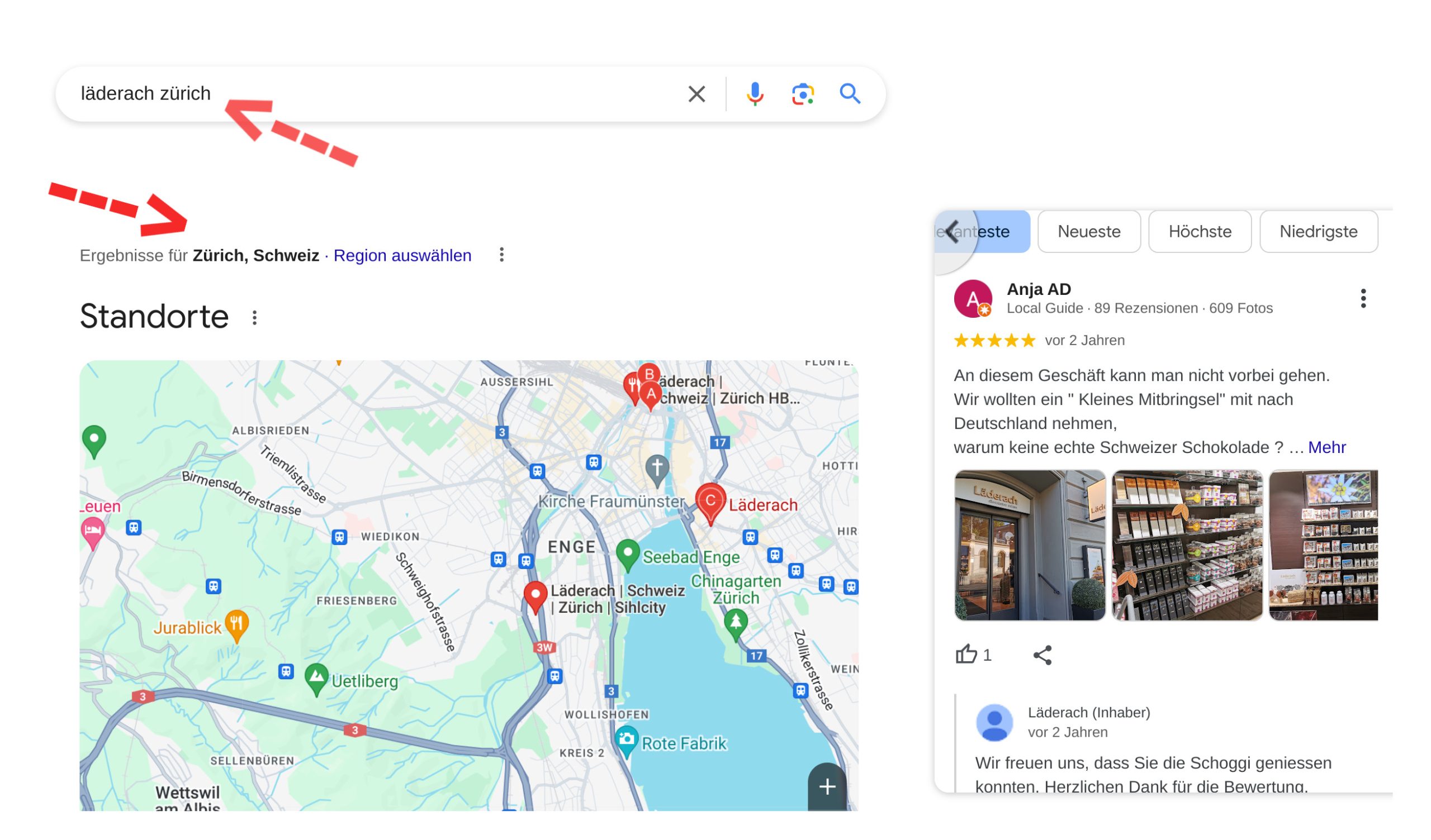 Ein lokales Schlüsselwort ist das Wort, das am häufigsten von Nutzern, die in einem bestimmten Gebiet nach konkreten Dingen suchen, in Google eingegeben wird